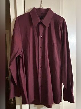 Kenneth Cole New York Men's Button-Up Dress Shirt - Maroon size 17(34-35)